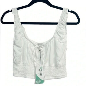 LOVE TREE Smocked White Crop Tank Top Sz. Large NWT